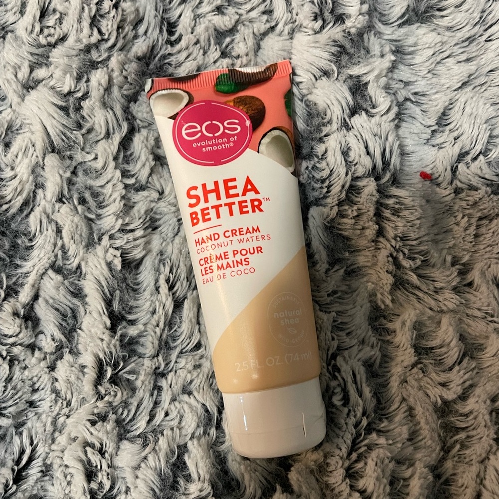 EOS, shea butter hand cream coconut waters